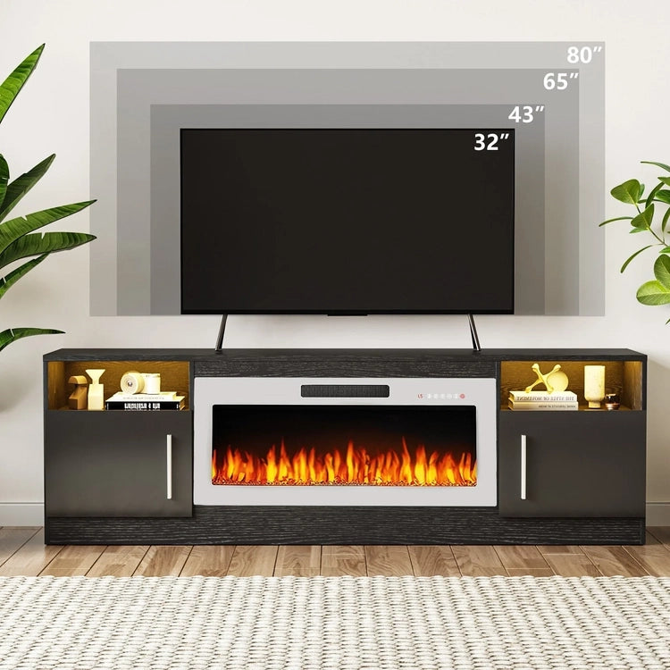 Bossin 70 Fireplace TV Stand with 36 Electric Fireplace, TV Stand for Tvs up to 80,16 Colors LED Lights/Entertainment Center