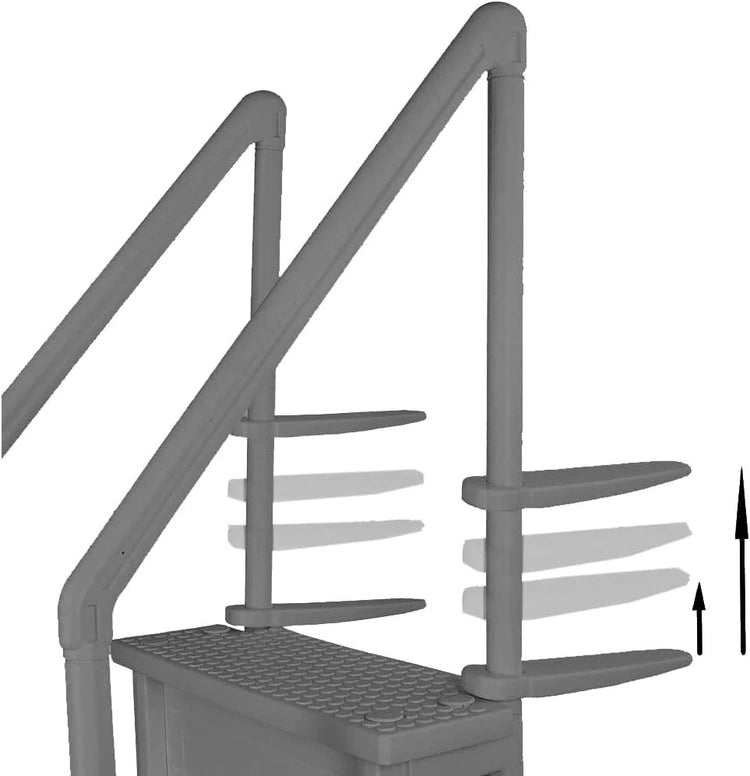 Select Anti-Slip in-Pool Steps, Gray, for Above Ground Swimming Pools, Can Mount to Decks 48" to 54" H, Safety Stairs Capacity up to 300 Lbs