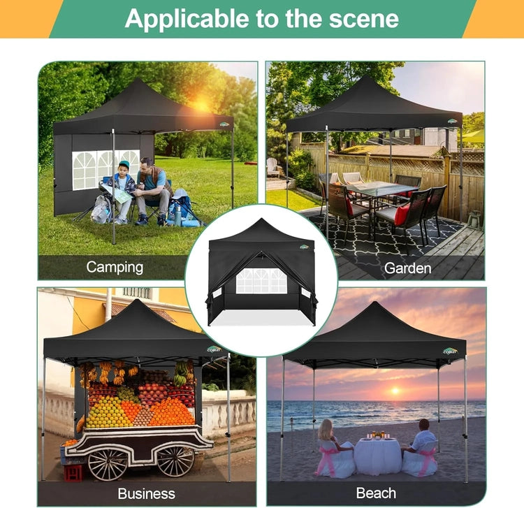 Cobizi 10x20 Heavy Duty Pop up Canopy Tent with 6 Sidewalls Easy up Commercial Outdoor Canopy Wedding Party Tents