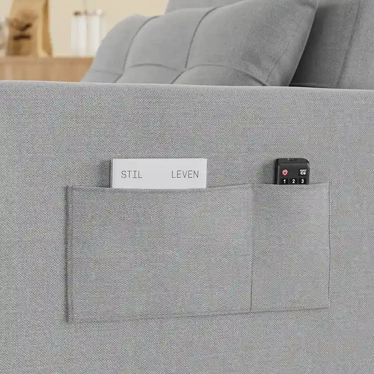 3-in-1 Pull-Out Sofa Bed Sleeper Chair, Convertible Adjustable Foldable Upholstered Lounge Couch