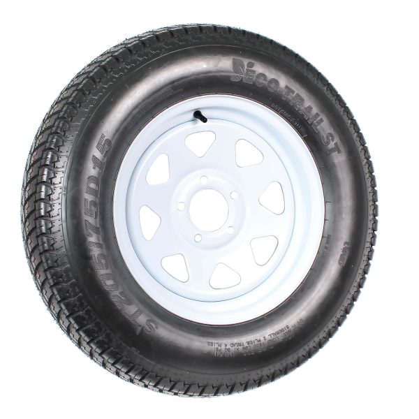 2-Pack Trailer Tire on Rim ST205/75D15 205/75 D 15 In. Lrc 5 Hole White Spoke