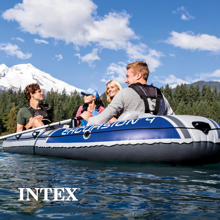 Excursion Inflatable Boat Series, Includes Deluxe 54in Boat Oars and High-Output Pump - Supertough PVC - Adjustable Seats with Backrest