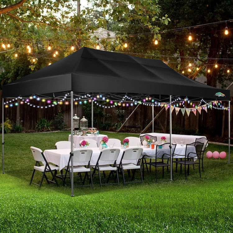Cobizi 10x20 Heavy Duty Pop up Canopy Tent with 6 Sidewalls Easy up Commercial Outdoor Canopy Wedding Party Tents