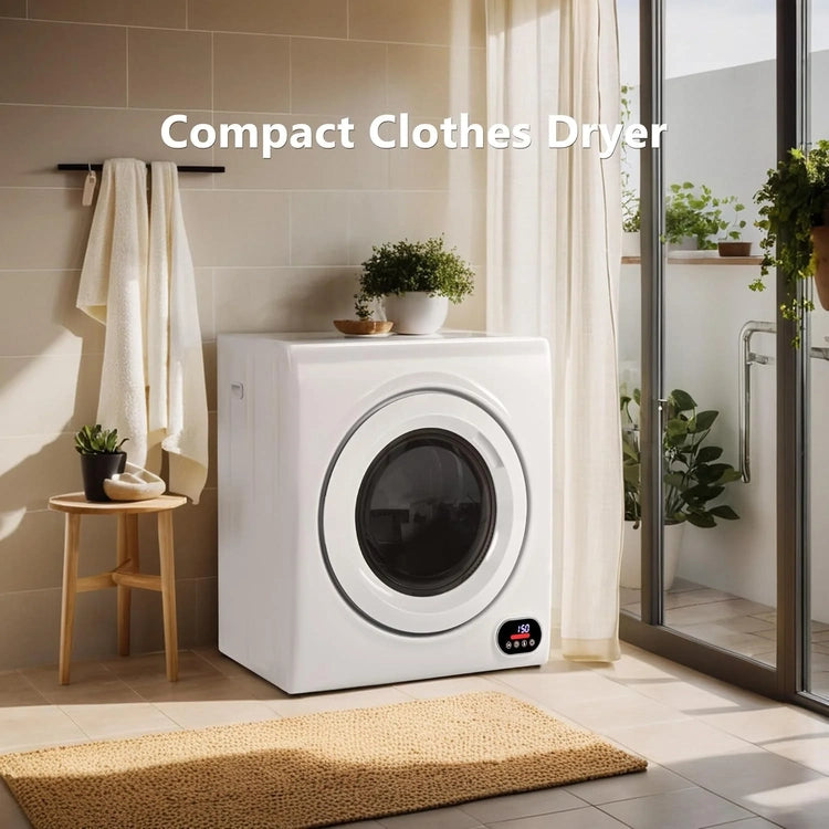 Compact Laundry Dryer, 3.5 Cu. Ft. Front Load Stainless Steel Clothes Dryers with Exhaust Pipe, 1500W