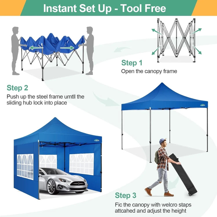 Cobizi 10x20 Heavy Duty Pop up Canopy Tent with 6 Sidewalls Easy up Commercial Outdoor Canopy Wedding Party Tents