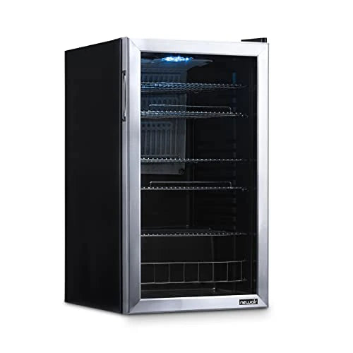 Beverage Refrigerator Cooler, 126 Cans Free Standing with Right Hinge Glass Door
