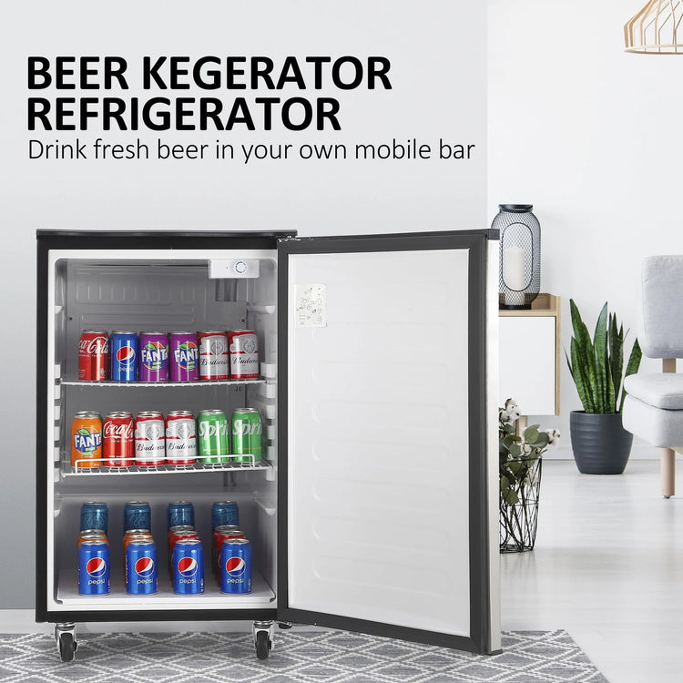 Beer Kegerator, Dual Tap Draft Beer Dispenser, Full Size Stainless Steel Keg Refrigerator with Drip Tray, CO2 Cylinder