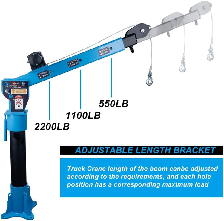 Pismire Winch Versatile 0.5T Folding Truck-Mounted Bed Crane Hoist Lift Pickup with Electric Winch 3500 Lb 12V