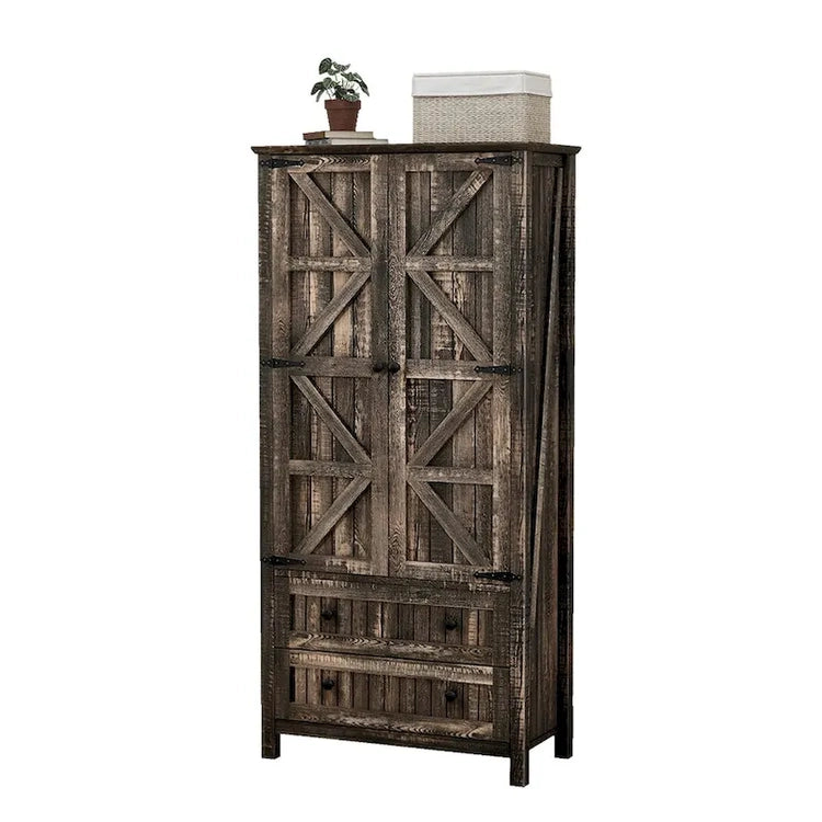 64 Farmhouse Tall Kitchen Pantry Storage Cabinet with 2 Drawers & Doors