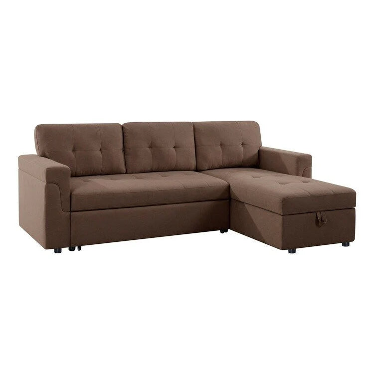 Reversible Sectional Sofa with Pull-Out Sleeper Bed, Hidden Storage Chaise, Durable Legs