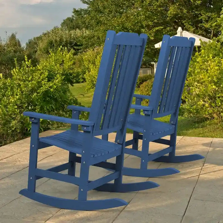 Vrakae 2 Pcs Patio All Weather Resistant High Back Rocking Chair