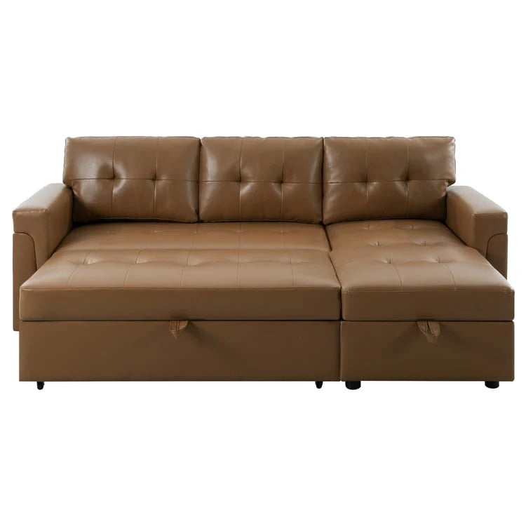 Reversible Sectional Sofa with Pull-Out Sleeper Bed, Hidden Storage Chaise, Durable Legs