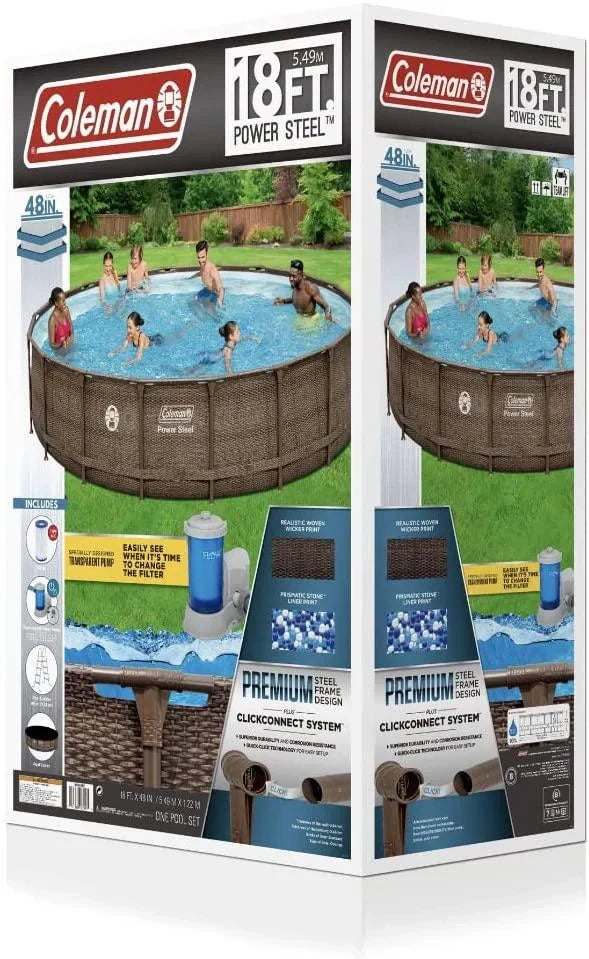 Coleman 18 X 48 Power Steel Frame Above Ground Swimming Pool Set