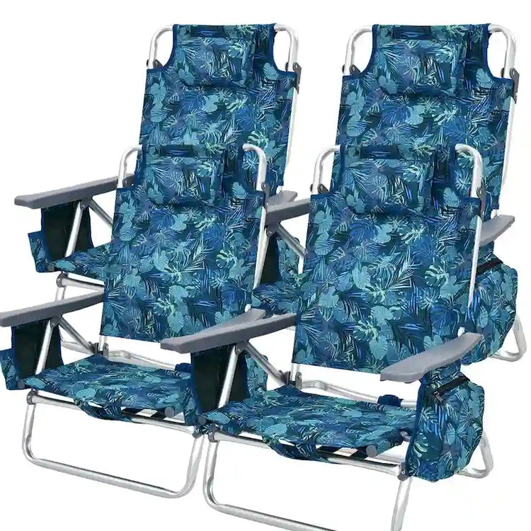 Costway 4-Pack Folding Backpack Beach Chair 5-Position Outdoor - See Details