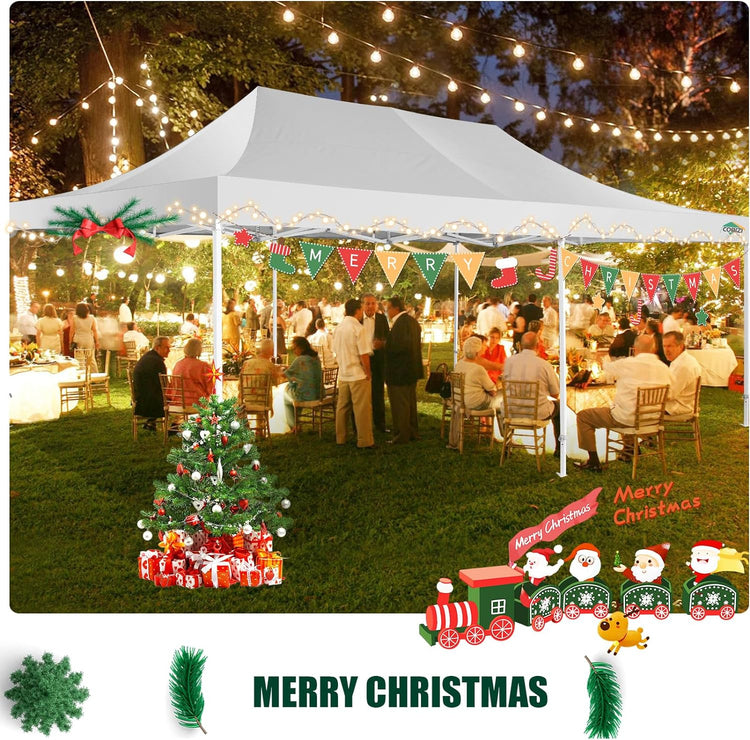 Cobizi 10x20 Heavy Duty Pop up Canopy Tent with 6 Sidewalls Easy up Commercial Outdoor Canopy Wedding Party Tents