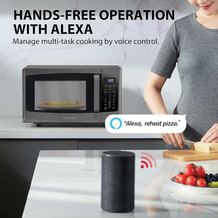 Toshiba 4-in-1 Ml-EC42P(SS) Countertop Microwave Oven, Smart Sensor, Convection, Air Fryer Combo, Mute Function, Position Memory 13.6" Turntable