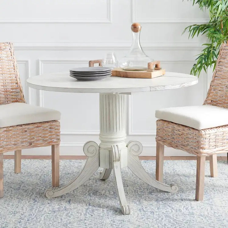 Safavieh Jeane Antique White Drop Leaf Dining Table - 43 W X 43 D X 31 H - 43Wx43Dx31H