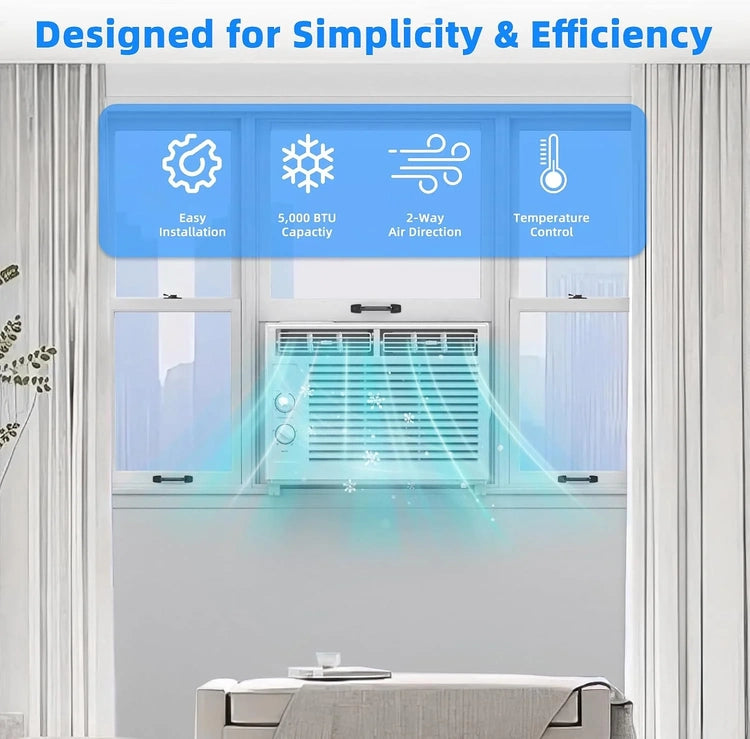Antarctic Star 12,000 BTU U-Shaped Window Air Conditioner Unit Cools up to 550 Sq.Ft. with 6 Modes 24H Timer, Window AC Units
