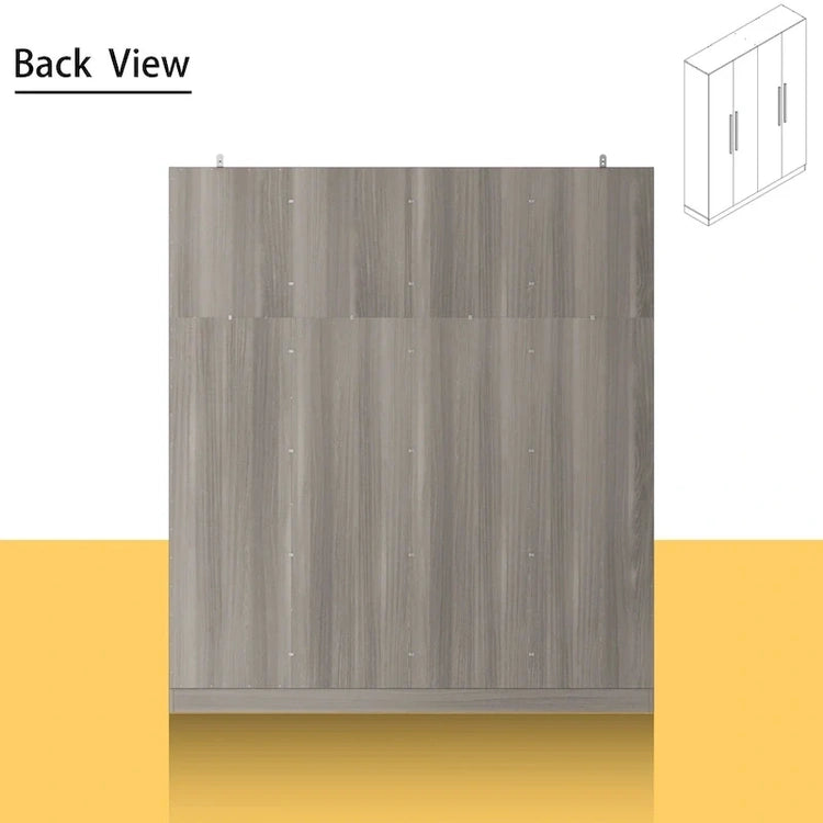 Modern Freestanding Solid Wood Wardrobe Closet with Storage Shelves