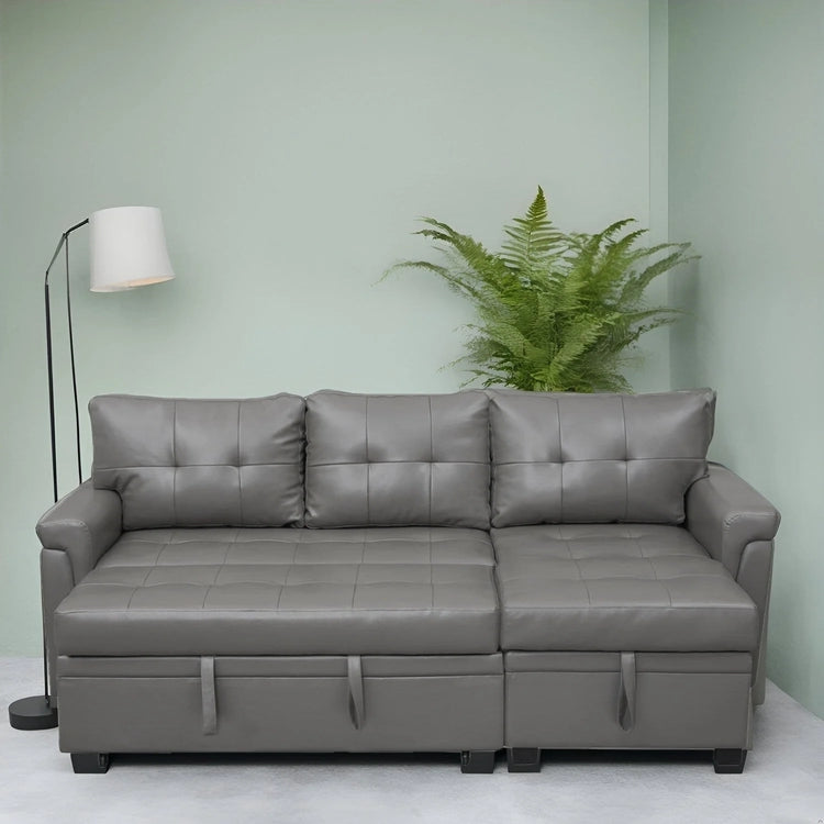 Reversible Sectional Sofa with Pull-Out Sleeper Bed, Hidden Storage Chaise, Durable Legs