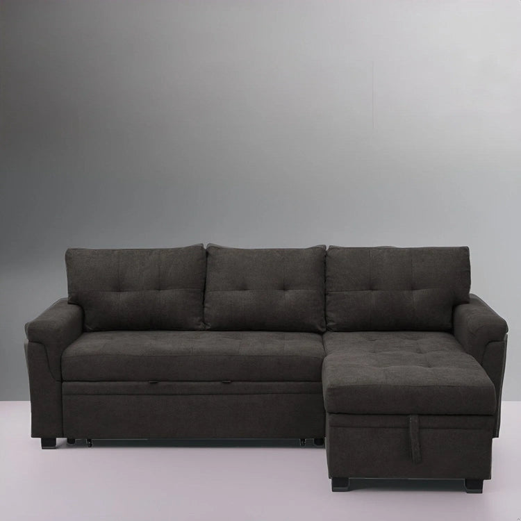 Reversible Sectional Sofa with Pull-Out Sleeper Bed, Hidden Storage Chaise, Durable Legs