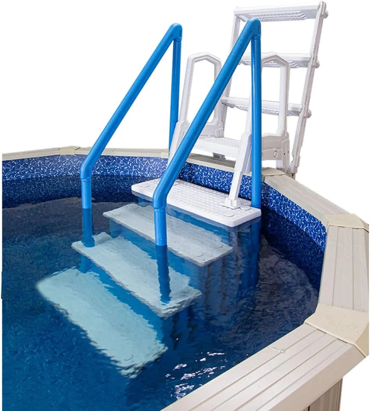 Select Anti-Slip in-Pool Steps, Gray, for Above Ground Swimming Pools, Can Mount to Decks 48" to 54" H, Safety Stairs Capacity up to 300 Lbs