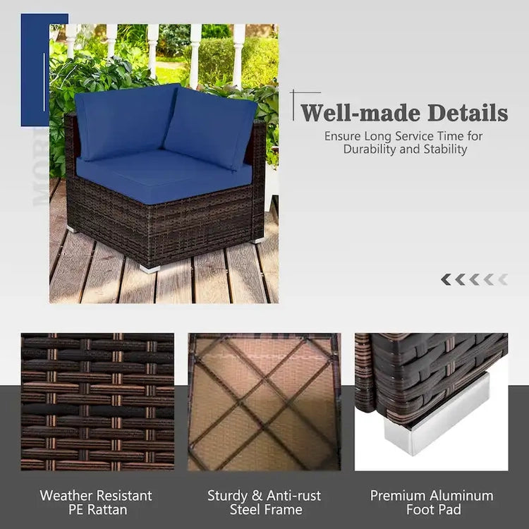 8PCS Patio Rattan Furniture Set Fire Pit Table Tank Holder Cover Deck