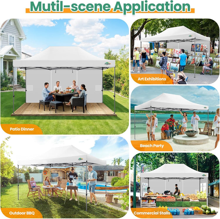 Cobizi 10x20 Heavy Duty Pop up Canopy Tent with 6 Sidewalls Easy up Commercial Outdoor Canopy Wedding Party Tents