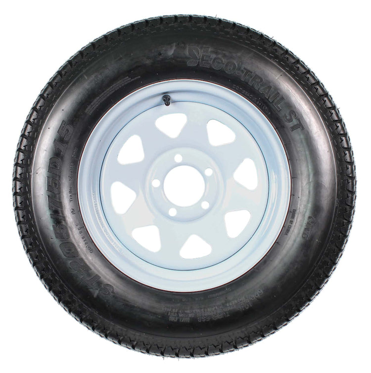 2-Pack Trailer Tire on Rim ST205/75D15 205/75 D 15 In. Lrc 5 Hole White Spoke