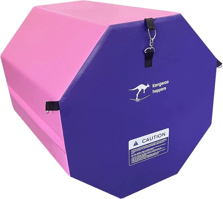 Kangaroo Hoppers 24" X 26" Gymnastics Octagon Tumbling Mat with Carrying Handles for Home Gym Exercise (Pink/Purple)