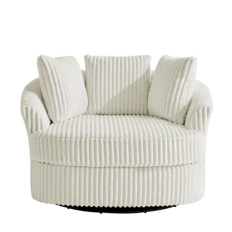 2 Set Oversized 43 W Plush Corduroy Swivel Barrel Chair with Pillows