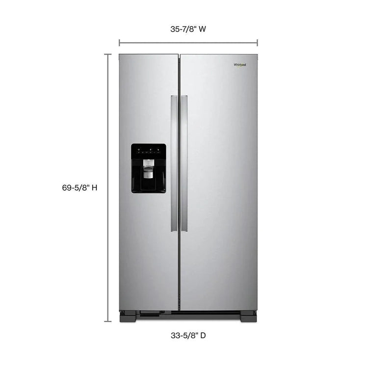 36-Inch Wide Side-by-Side Refrigerator - 24 Cu. Ft.. Stainless Steel