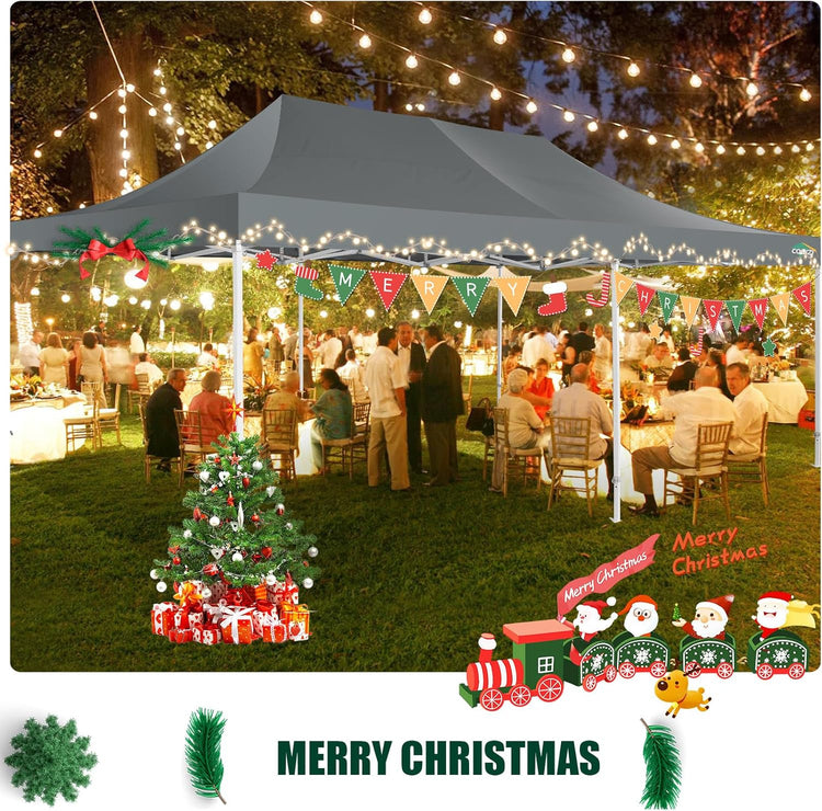 Cobizi 10x20 Heavy Duty Pop up Canopy Tent with 6 Sidewalls Easy up Commercial Outdoor Canopy Wedding Party Tents