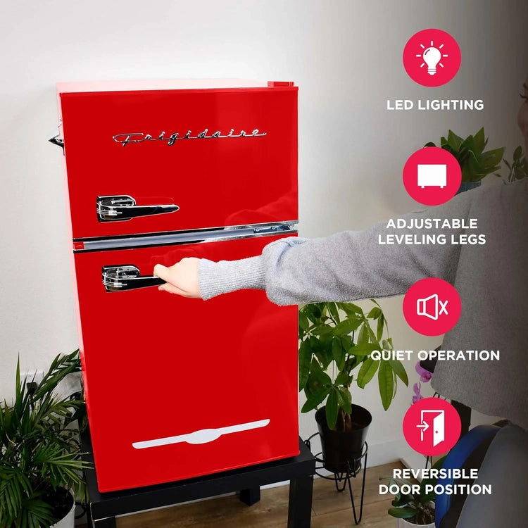 Frigidaire Retro Mini Fridge with Freezer & Side Bottle Opener-Small 2 Door Refrigerator for Office Bar or College Dorm Room-3.1 Cu. Ft