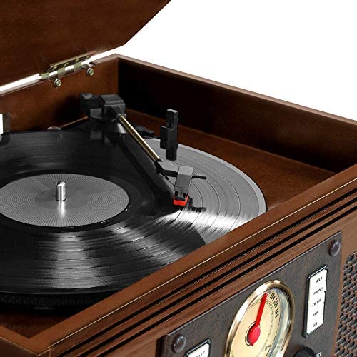 Victrola 8-in-1 Bluetooth Record Player & Multimedia Center, Built-in Stereo Speakers - Turntable, Wireless Music Streaming