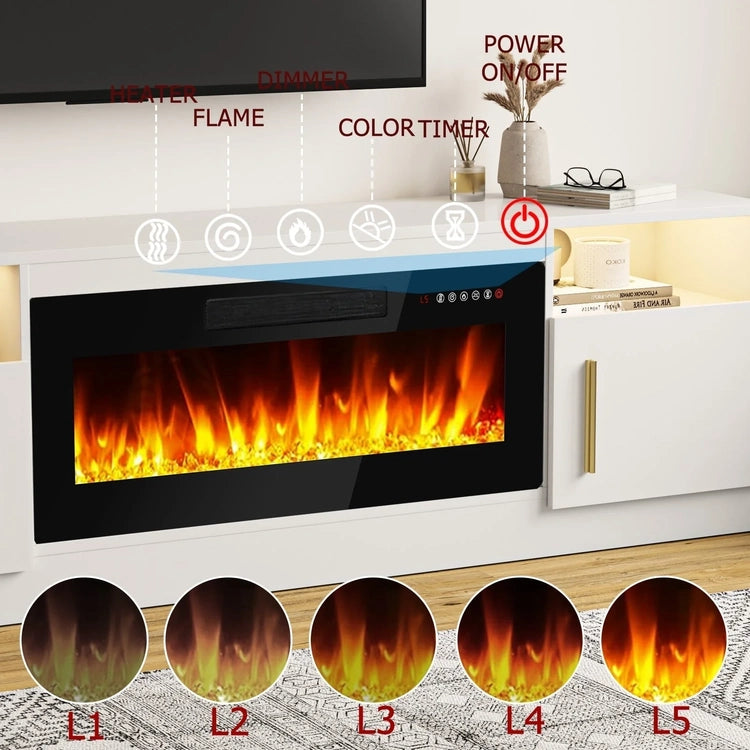 Bossin 70 Fireplace TV Stand with 36 Electric Fireplace, TV Stand for Tvs up to 80,16 Colors LED Lights/Entertainment Center