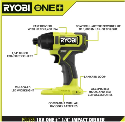 Ryobi One+ 18V Cordless 6-Tool Combo Kit with Drill, Impact Driver, Saw, Multi-Tool & LED Light