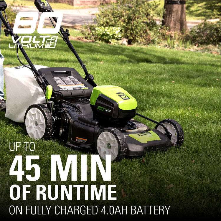 80V Cordless 21'' Self-Propelled Brushless Lawn Mower, Greenworks