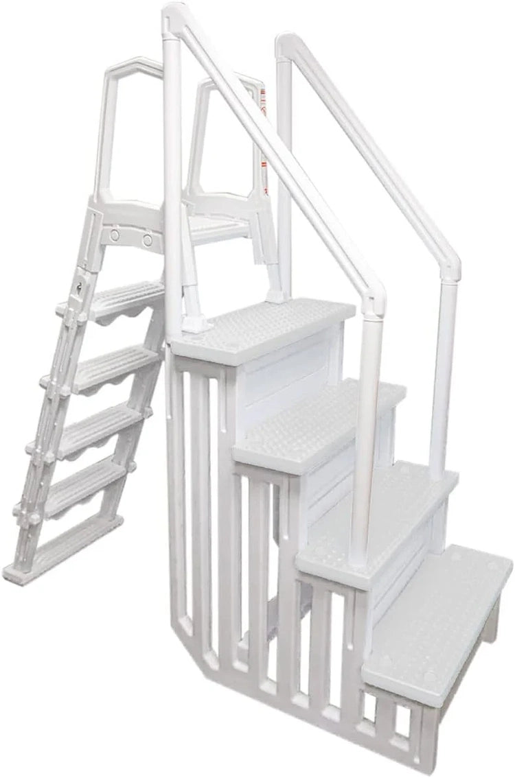 Select Anti-Slip in-Pool Steps, Gray, for Above Ground Swimming Pools, Can Mount to Decks 48" to 54" H, Safety Stairs Capacity up to 300 Lbs
