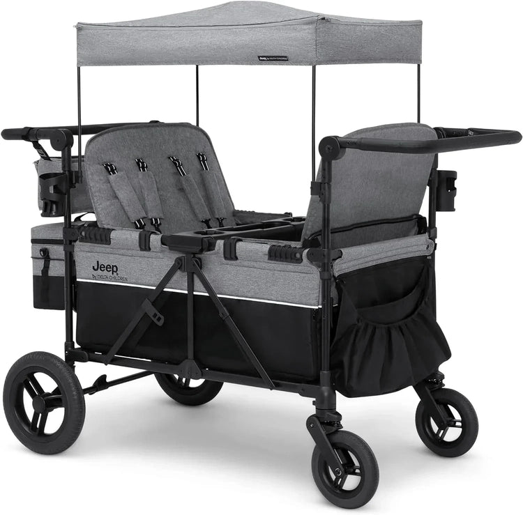 Jeep Wrangler Deluxe 4 Seater Stroller Wagon by Delta Children Quad Stroller Wagon