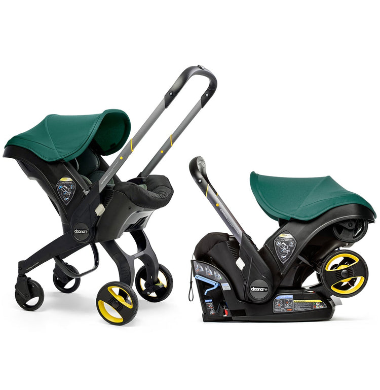 Infant Car Seat Stroller with Latch Base - Midnight Edition, Car to Stroller in Seconds, Aircraft Approved, Includes Essentials Bag