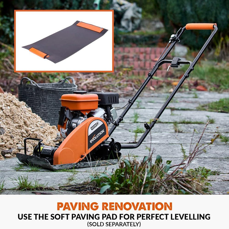 Electric Compactor Plate - Ideal for Levelling Pavement, Artificial Turf Ground Preparation, Patio, Blockwork, Sand, Soil & More