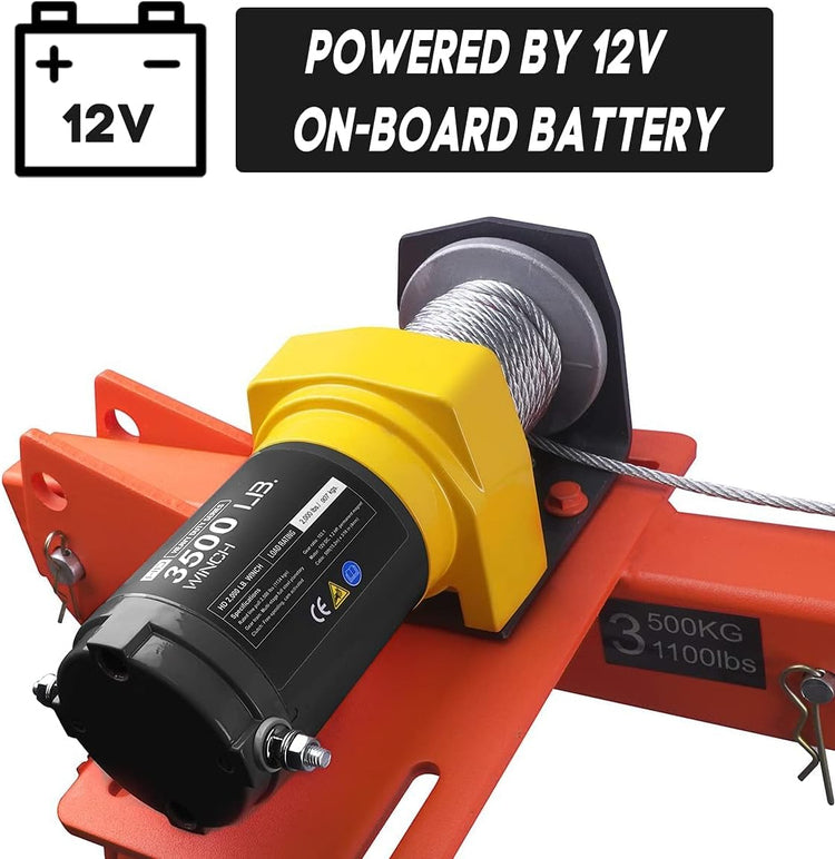 Pismire Winch Versatile 0.5T Folding Truck-Mounted Bed Crane Hoist Lift Pickup with Electric Winch 3500 Lb 12V