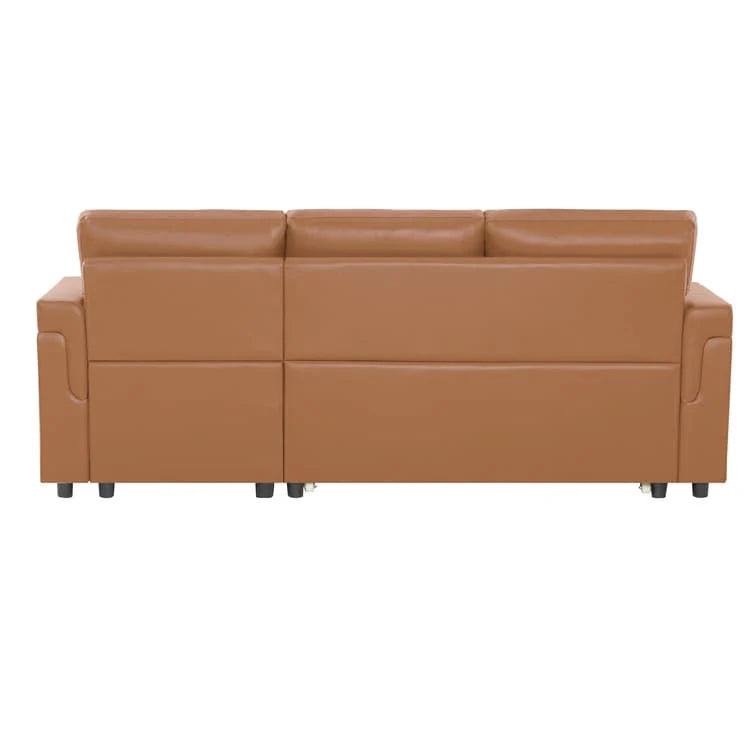 Reversible Sectional Sofa with Pull-Out Sleeper Bed, Hidden Storage Chaise, Durable Legs