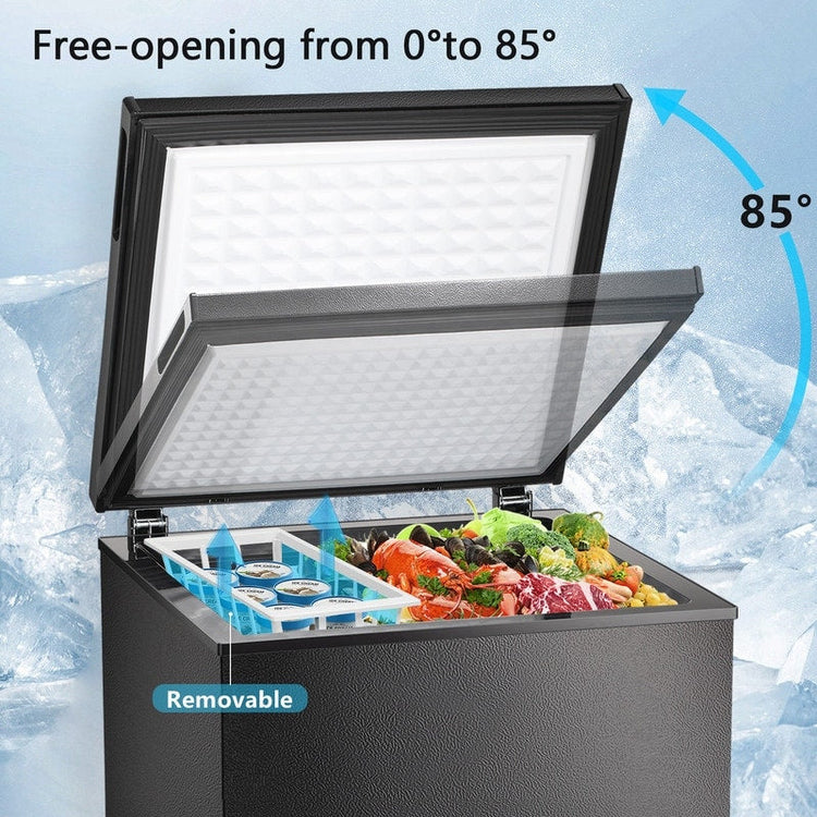 1.8 Cu. Ft. Chest Freezer with Removable Basket, Bottom Drain, 7-Level Thermostat, Freestanding Design for Home and Apartment