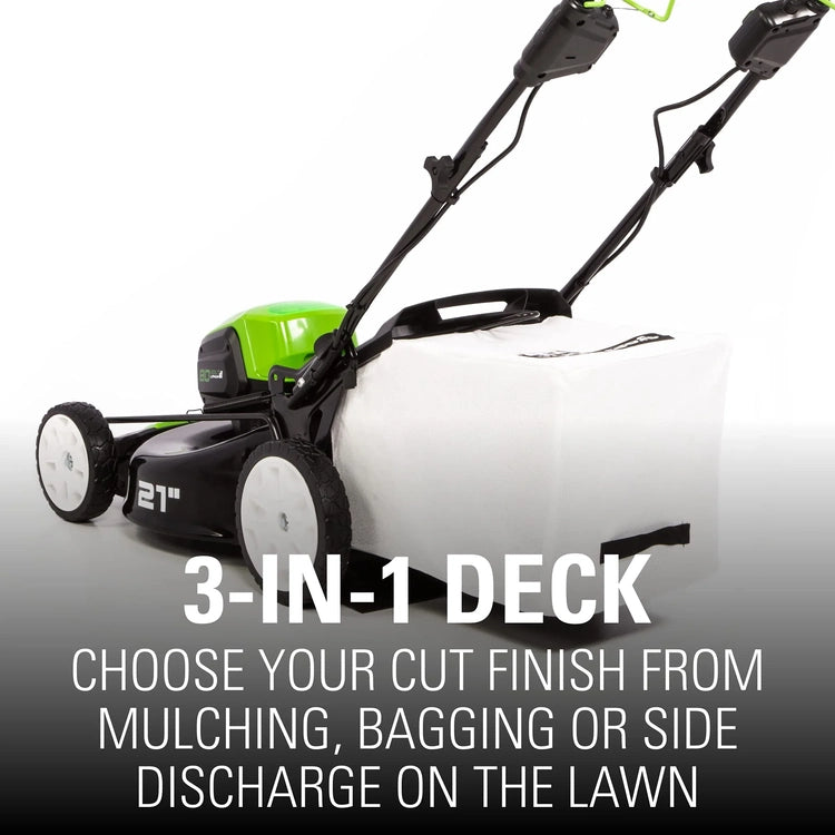 80V Cordless 21'' Self-Propelled Brushless Lawn Mower, Greenworks
