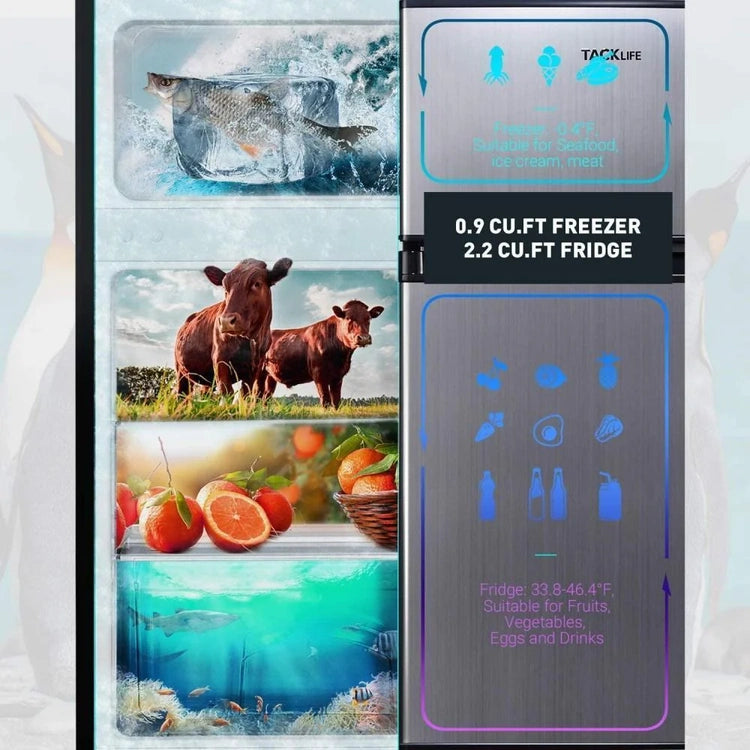 Mini Fridge with Freezer, 3.1 Cu. Ft. Small Refrigerator, Compact Refrigerator with LED Light