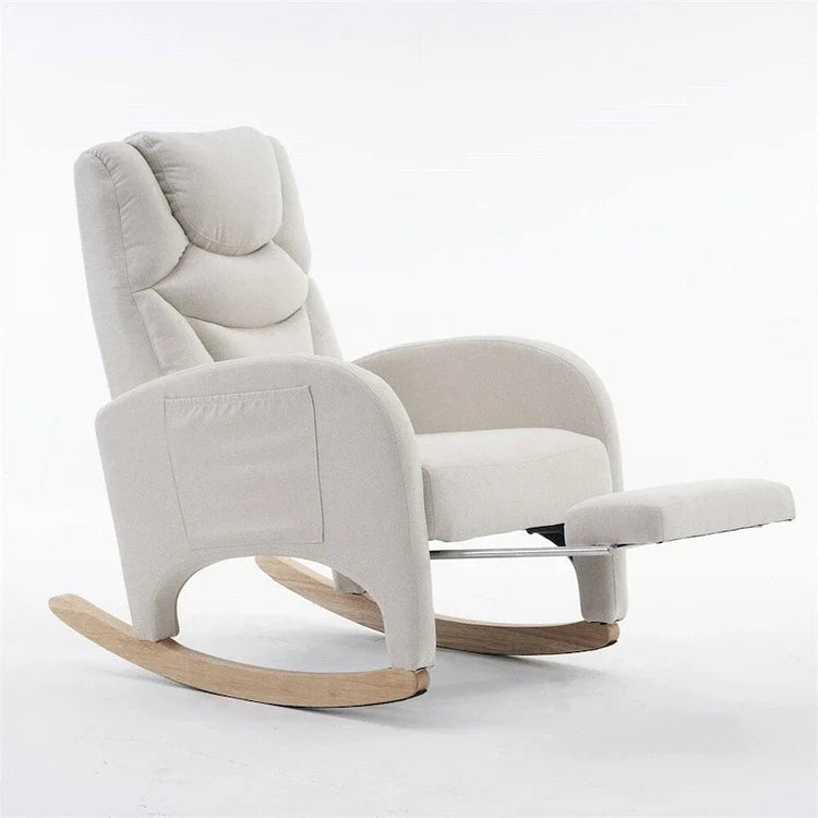Ergonomic Fabric Nursery Rocking Chair with Adjustable Footrest