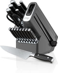 Ninja K32017 Foodi Neverdull 17 Piece Knife System Block Set with Built-in Sharpener, Stainless Steel/Black