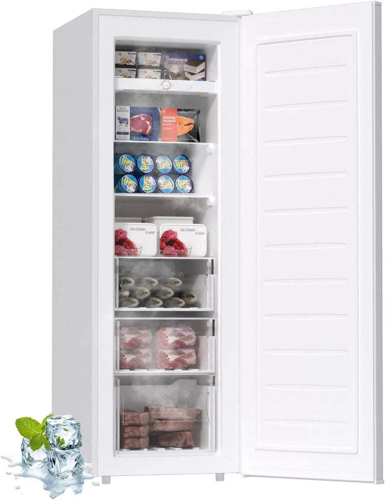 Bangson Upright Freezer, 7.0 Cu. Ft. Stand up Freezer, Convertible Upright Freezer/Refrigerator, Single Door for Kitchen, Garage, Office, Apartment